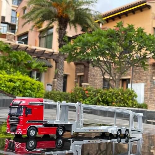 Diecast 1:50 Scale Simulation Alloy Large Truck Double-layer Flatbed Transporter Car Model Childrens Alloy Metal Toy Vehicle