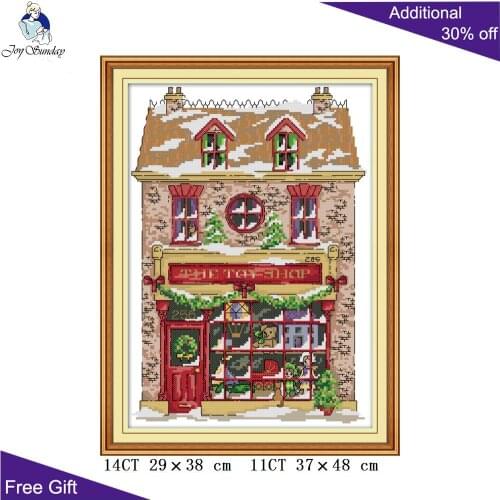 Your Gift Christmas Toy House Needlework J435 14CT 11CT Counted and Stamped Home Decor Toy House Embroidery Cross Stitch kits