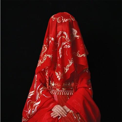 New Red Headband Chinese Traditional Wedding Embroidery Kerchief For Women Han Tang Song Ming Dynasty Hanfu Accessories DQL5462