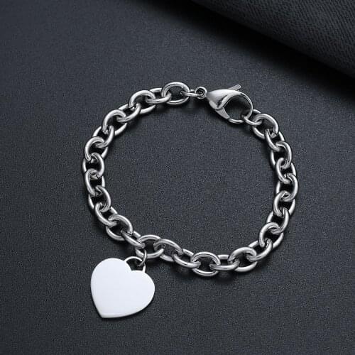 2020 New Arrival 316L Stainless Steel Heart Pendant Charm Bracelet & Bangles Fashion Jewelry Best Gift for Women drop shipping