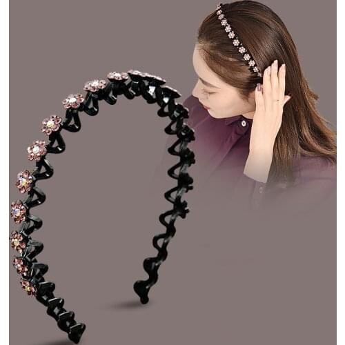Haimeikang Fashion Hair Band Female Simple Korean Rhinestone Hair Accessories Bezel Non-slip Cross New Headband Hair Hoop