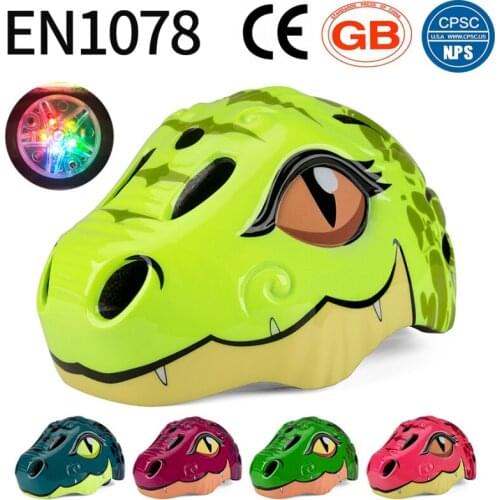 5-10 Years Childrens Bike Helmets High Density Cartoon Dinosaur Skating Child Helmet Ultralight Childrens Protective Gear