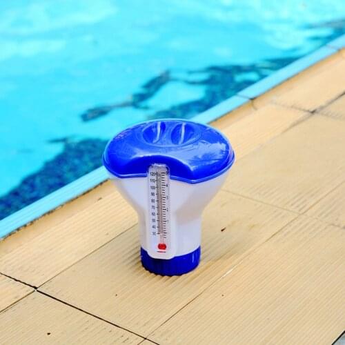 Floating Pool Thermometer Swimming Pool Automatic Chlorine Tablet Dispenser Thermometer Pool Spa Floating Pill Disinfecting Box