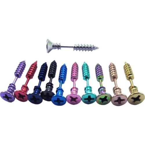 2pcs/lot Screw Stud Earrings Lag Spike Stainless Steel Helix Fake Piercing Ear Plugs Cartilage Traugs Piercing Gold Color