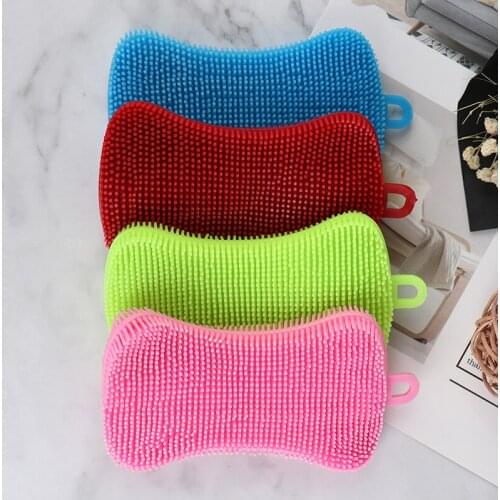 Silicone Scouring Pad Pot Pan Wash Brushes Kitchen Cleaning Tool Silicone Dish Washing Brush Pot Pan Sponge Scrubber