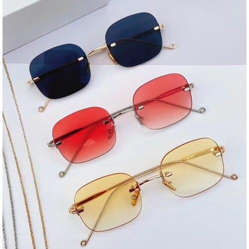 Elbru Fashion Anti-blue Light Frameless Sunglasses Metal Mirror Leg Eye Protection Simplicity Trend Sunglasses Plain Glasses