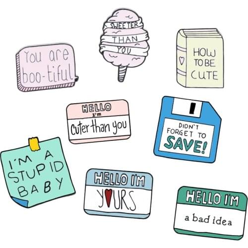 Humor Label Sticky Notes Enamel Pin Cute Message Card Memo Paper Bag Badge Brooches Denim Lapel Pins for Women Men Friends Gifts