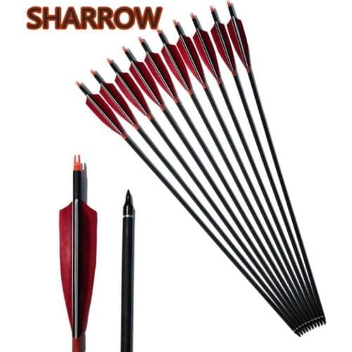 6/12Pcs Archery SP 500 Carbon Arrow OD 7.8mm ID 6.2mm With 5" Turkey Feather Replaceable Broadhead Shooting Camping Accessories