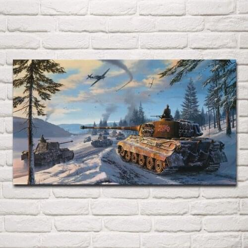 Tank aircraft Military winter battle field posters on the wall picture home living room decoration for bedroom KF822