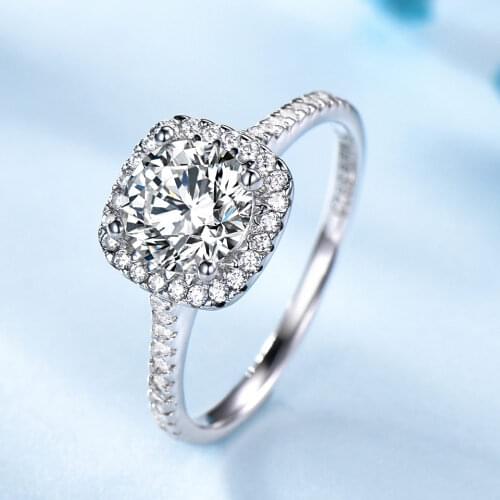 UMCHO Silver 925 Jewelry Luxury Bridal Round Cubic Zircon Rings For Women Solitaire Engagement Wedding Party Gift Fine Jewelry