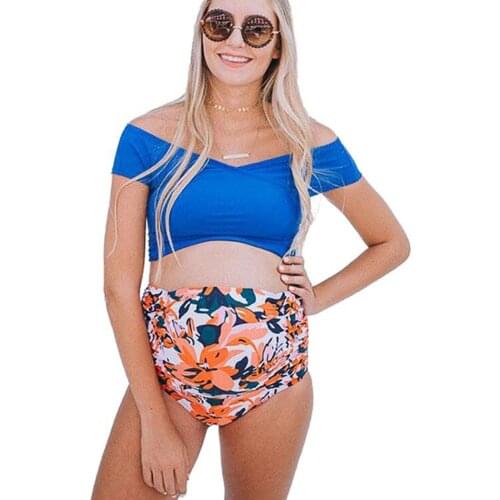V-neck Floral Maternity Swimwear Two Piece Tankinis Set For Pregnant Beach Bathing Tankinis Beachwear Pregnant Woman Swimsuit