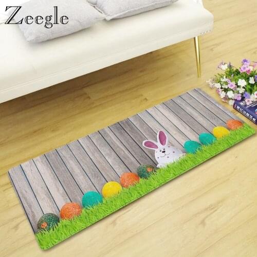 Zeegle Easter Printed Long Floor Mat Decoration Living Room Rug Non-slip Absorbent Kitchen Carpet Door Entrance Door Mats