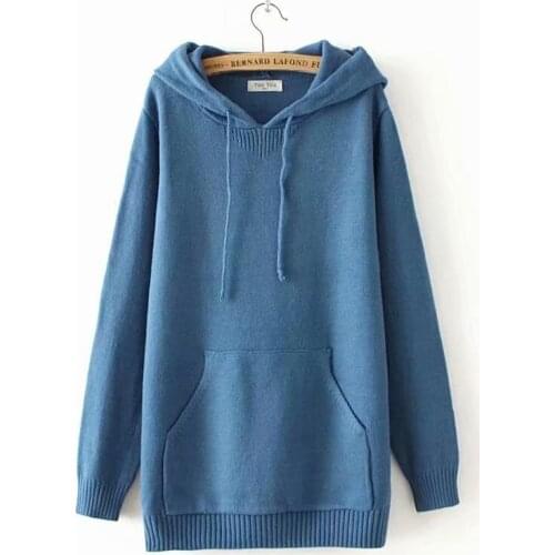 Plus Size Womens Hooded Sweaters Autumn Winter Crochet Pullovers wtih Pockets Oversized Outerwear