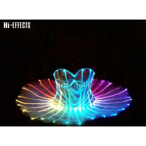 Female LED luminous party dress led nightclub sexy costume dress for girls light up remote control stage performance wear