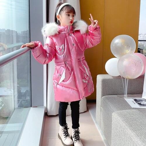 Wash-Free winter Girls Cotton outerwear Clothes Mid-Length Girl Cotton-Padded Jacket Casual Cute teen Children Thickened Coat