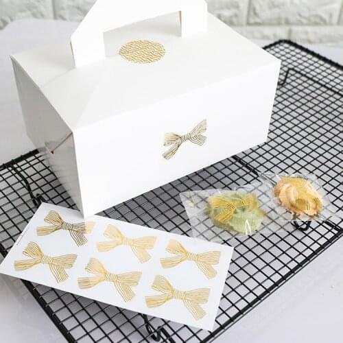 120pcs Gold Sealing Sticker Craft bow-knot stickers seal labels DIY Christmas Gift box Decoration Sticker Label 4.5x3cm