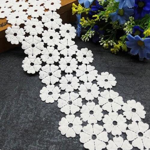 15yds Handmade Water Soluble Milk Silk Embroidery Lace Trim Patchwork Material White Lace Ribbon DIY Garment Sewing Accessories
