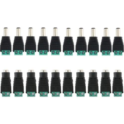 20pcs Male & Female 5.5mm x 2.1mm DC Power Connector Power Jack Plug 12V For LED Lighting Power Connector