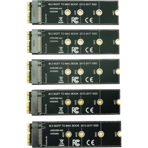 5PCS NVME M2 SSD Adapter Convert Card for MacBook Air Pro Retina 2013-2017 NVME/AHCI SSD Upgrade Kit For A1465 A1466 A1398 A1502