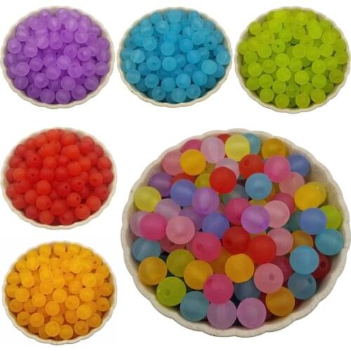 50PCS 10mm Frosting Clear Candy Color bead Loose Spacer Beads DIY Jewelry Accessories Necklace Bracelet Making Beautiful Gifts