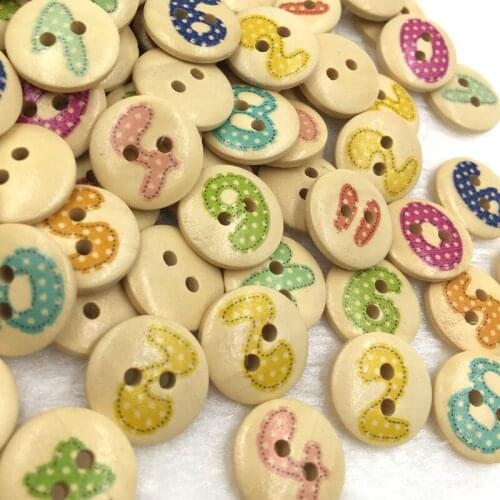 50pcs 15mm Number Buttons Scrapbooking Sewing Accessories DIY Craft WB383
