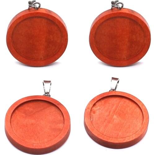 Aiovlo 10pcs/lot Wood Necklace Pendant Setting Cabochon Cameo Base Tray Bezel Blank Fit 25mm Cabochons Jewelry Making Findings