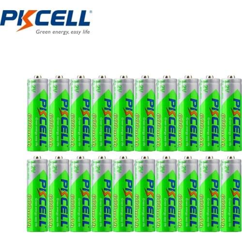 20PCS PKCELL Battery AA 600mah 1.2v NIMH AA rechargeable batteries precharge low self discharge 2A aa batteria recharge for toys