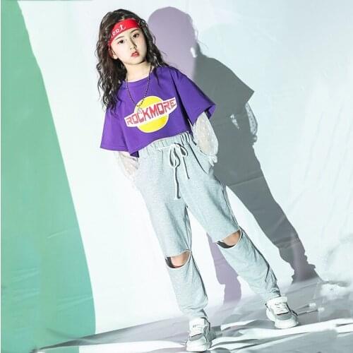 Childrens Dance Clothing Knee Hole Loose Casual Cargo Pants Streetwear Hip Hop for Girls Boys Kids Sports Trousers Sweatpants