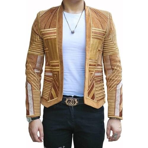 Designer Mens Stage Party Hight Quality Corduroy Blazer Embroidery Suit Jacket Men Slim Fit