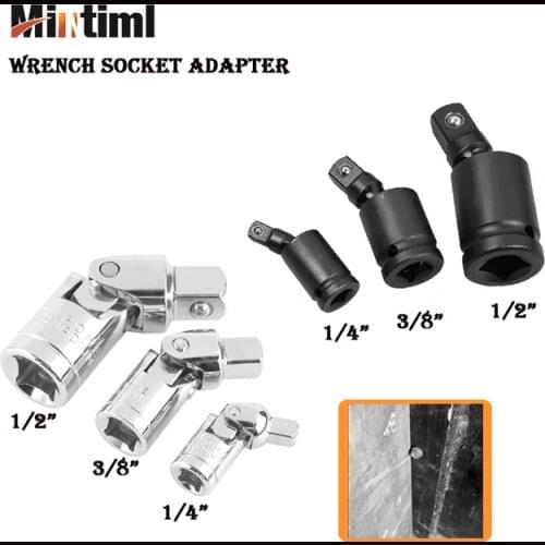 Universal Adjustable Joint Socket 1/4" 3/8" 1/2" Wrench Socket Adapter Wrench Universal Joint Hand Tool Extension Bar Socket Ada