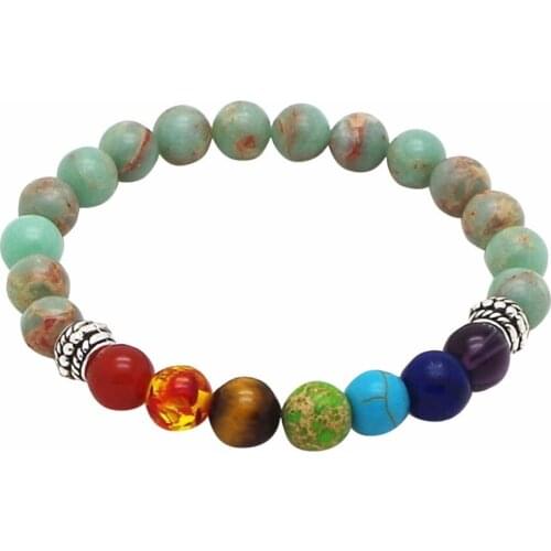 Emperor Stone 8mm Beads 7 Chakra Healing Balance Bracelet for Men Women Reiki Prayer Stone Yoga Chakra Bracelet Drop Shipping