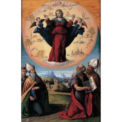 Wall decoration picture classical christians met Mary angels oil painting canvas printings printed on canvas