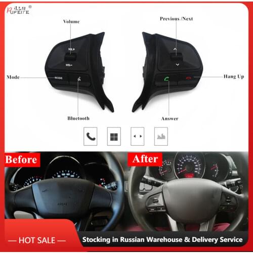 PUFEITE Promotion Steering wheel audio volume music control button for KIA K2 old RIO K2 switch telephone sound with backlight