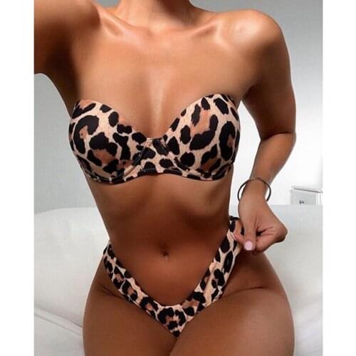 Leopard Bikini Set Push Up Swimsuit Neno Color Swimwear Women Sexy Bathing Suit Brazilian Biquini High Leg Cut Bikini 2020