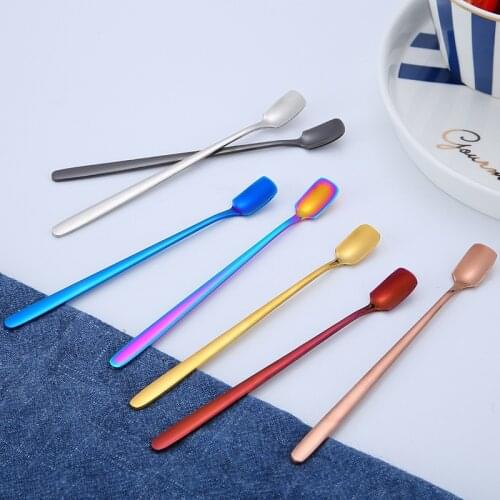 304 Stainless Steel Coffee Stirring Spoon Flat Shovel Spade 15 Cm Short Handle Spoon Teaspoon Ice Cream Honey Spoon Ice Scoop