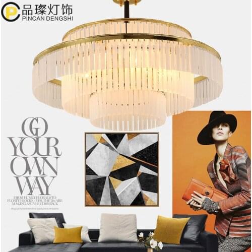 Chandelier Round Light Luxury Living Room Lamp Modern Simple LED Dining Room Bedroom Lamp Post Modern Crystal Chandelier