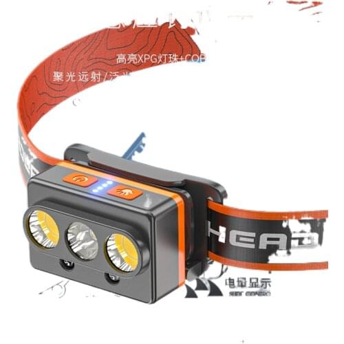 The head-mounted headlight glare led ultra bright charge induction trumpet fishing special flashlight Yediao