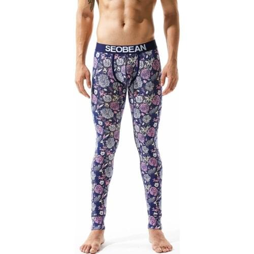 2019New SEOBEAN mens long johns printed themal comfortable beautiful cotton leggings fashion male Long johns