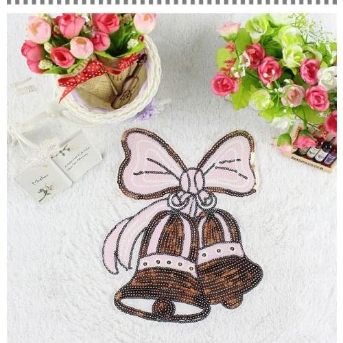 New Small Bell With Sequined Patches Fashion Applique lron on Patch for Clothes Bags DIY Decal Apparel Accessory 1pcs