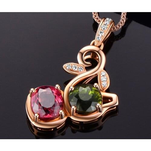 New Style Women Jewelry Necklace Rose Gold Color Tourmaline Pendant Clavicle Chain Weddings Gift