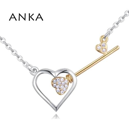 ANKA fashion classic heart key to love chokers necklaces for women girl CZ crystal romantic necklaces jewelry gift #129213
