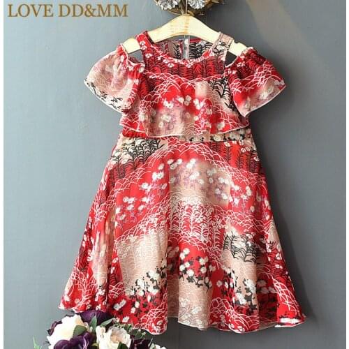 LOVE DD&MM Girls Dresses 2021 Summer New Childrens Wear Girls Fashion Strapless Print Ruffled Doll Princess Dress