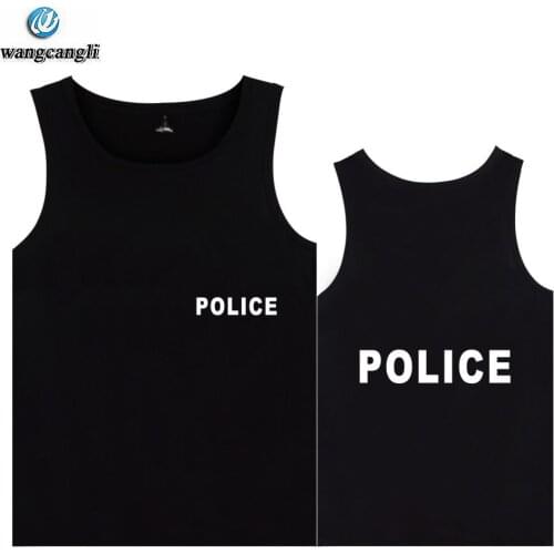 Police Clothing Fashion Tank Top Men Police Printed Bodybuilding Sleeveless Shirt Casual Fitness Tank Tops Plus Size Summer Vest