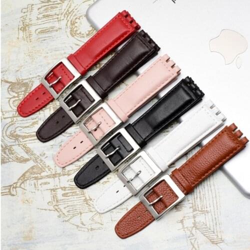 17mm 19mm Cow leather strap for Swatch YCS YAS YGS smart watch band bracelet replacement watchband wriststrap accessories