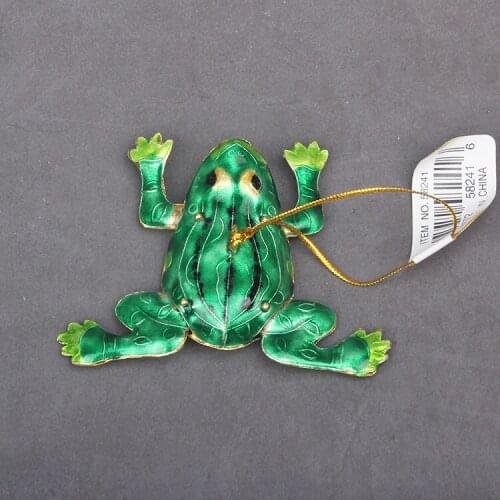 Handcrafts Chinese Cloisonne Enamel Polished Frog Ornaments Decor Filigree Animal Small Decorative Item Hanging Decoration Gifts
