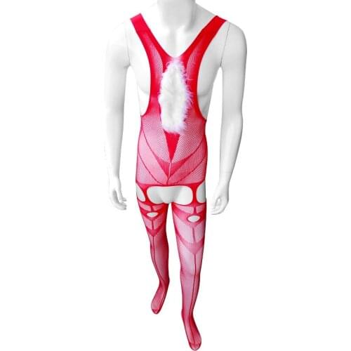 Sexy Sheer Mens Mesh Lingerie Bodysuit Crotchless Stretchy Full Body Pantyhose Gay Man Sissy Bodystocking Fishnet Costumes