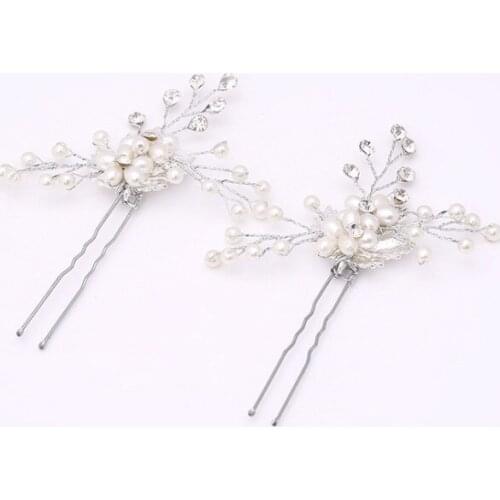 Silver Color Prom Bride Bridesmaid Hair Accessories Hair Pin Clip Luxury Crystal Rhinestone Wedding Hairpins Sticks For Women