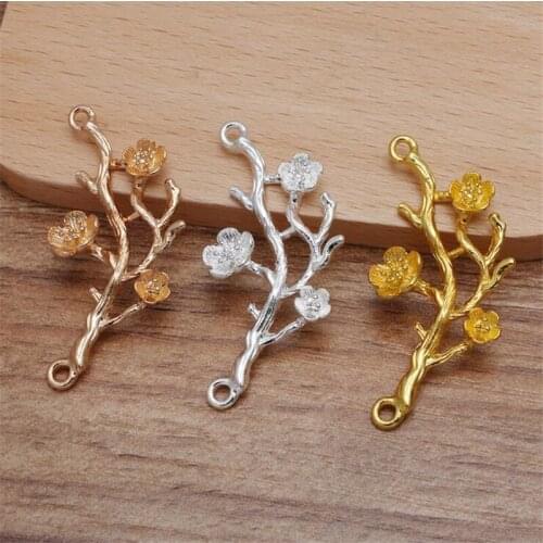 SIXTY TOWFISH 10 Pieces DIY Jewelry Accessories Material Alloy 21*46 mm Double Hole Three Dimensional Flower