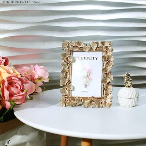 Nordic Retro Handmade Golden Ginkgo Leaf Resin Photo Frame Wedding Photo Frame Desktop Decoration Photo Frame Picture Frame