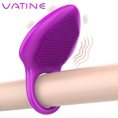 VATINE Silicone Cock Ring Vibrator Vibrating Penis Ring Delay Ejaculation Lock Fine Ring Clitoris Stimulate Sex Toy for Men